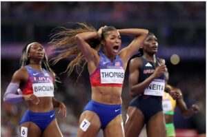 Gabby Thomas wins gold in 200, leading American track stars in final at Paris Olympics