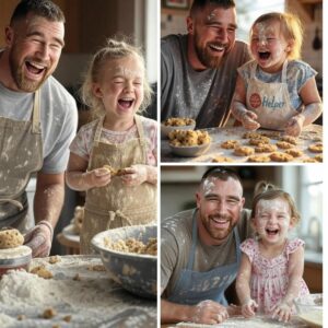 BAKING BLISS: Travis Kelce and Niece Elliotte Turn Kitchen into a Giggle Fest! Travis Kelce and Jason’s daughter Elliotte baked cookies for her class last Sunday, creating a flour-dusted, laugh-filled mess.